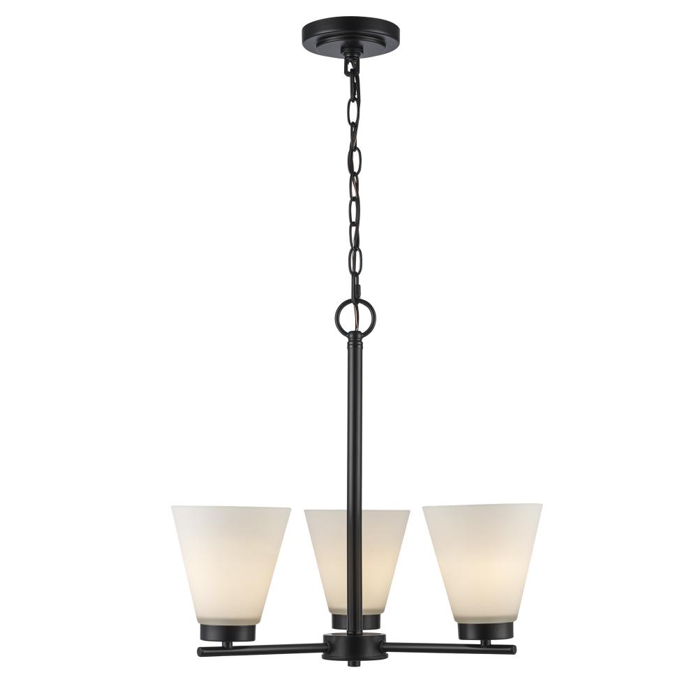 3LT CHANDELIER-FLARED GLASS-BK